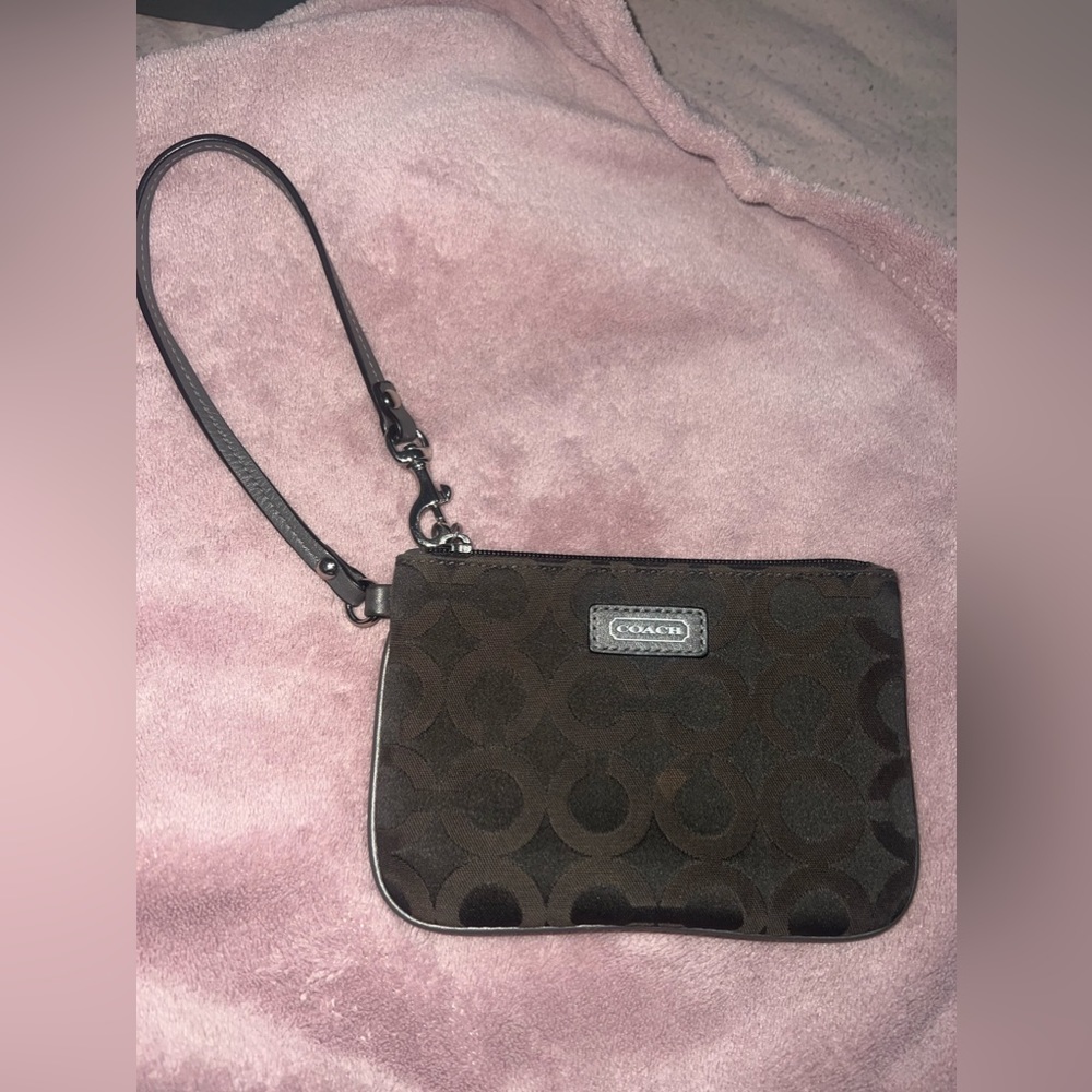 Coach brown wristlet wallet small wristlet coach brand wallet pouch wristlet - Picture 4 of 8